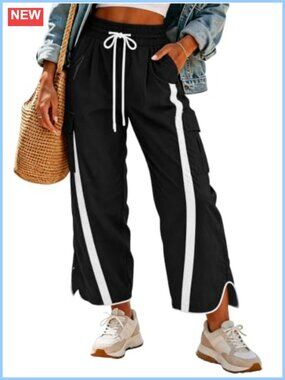 Wide Leg Baggy Striped Athletic Ankle Y2K Barrel Track Pants